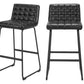 Set of Two 30" Black Faux Leather And Steel Bar Height Bar Chairs