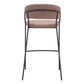 Set of Two 30" Brown and Black Shearling and Steel Low Back Bar Height Bar Chairs