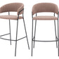 Set of Two 30" Brown and Black Shearling and Steel Low Back Bar Height Bar Chairs