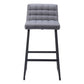 Set of Two 30" Gray And Black Fabric And Steel Bar Height Bar Chairs