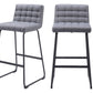 Set of Two 30" Gray And Black Fabric And Steel Bar Height Bar Chairs