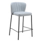 Set of Two 26" Gray And Black Faux Leather And Steel Counter Height Bar Chairs