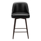 26" Black And Bronze Faux Leather And Steel Counter Height Swivel Bar Chair