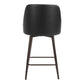 26" Black And Bronze Faux Leather And Steel Counter Height Swivel Bar Chair