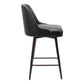 26" Black And Bronze Faux Leather And Steel Counter Height Swivel Bar Chair