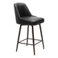 26" Black And Bronze Faux Leather And Steel Counter Height Swivel Bar Chair