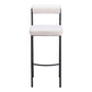 Set of Two 30" Ivory and Black Shearling and Steel Low Back Bar Height Bar Chairs
