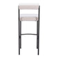 Set of Two 30" Ivory and Black Shearling and Steel Low Back Bar Height Bar Chairs