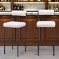 Set of Two 30" Ivory and Black Shearling and Steel Low Back Bar Height Bar Chairs