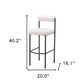 Set of Two 30" Ivory and Black Shearling and Steel Low Back Bar Height Bar Chairs