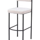 Set of Two 30" Ivory and Black Shearling and Steel Low Back Bar Height Bar Chairs