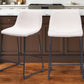 Set of Two 24" Ivory And Black Shearling And Steel Counter Height Bar Chairs