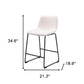 Set of Two 24" Ivory And Black Shearling And Steel Counter Height Bar Chairs