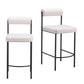 Set of Two 26" Ivory and Black Faux Shearling and Steel Low Back Counter Height Bar Chairs
