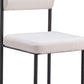 Set of Two 26" Ivory and Black Faux Shearling and Steel Low Back Counter Height Bar Chairs