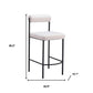 Set of Two 26" Ivory and Black Faux Shearling and Steel Low Back Counter Height Bar Chairs