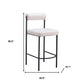 Set of Two 26" Ivory and Black Faux Shearling and Steel Low Back Counter Height Bar Chairs