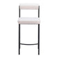 Set of Two 26" Ivory and Black Faux Shearling and Steel Low Back Counter Height Bar Chairs