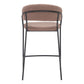 Set of Two 26" Brown and Black Shearling and Steel Low Back Counter Height Bar Chairs