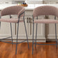 Set of Two 26" Brown and Black Shearling and Steel Low Back Counter Height Bar Chairs