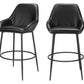 Set of Two 30" Black Faux Leather And Steel Bar Height Bar Chairs