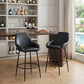 Set of Two 30" Black Faux Leather And Steel Bar Height Bar Chairs