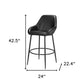 Set of Two 30" Black Faux Leather And Steel Bar Height Bar Chairs