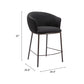 26" Black and Bronze Shearling and Steel Counter Height Bar Chair