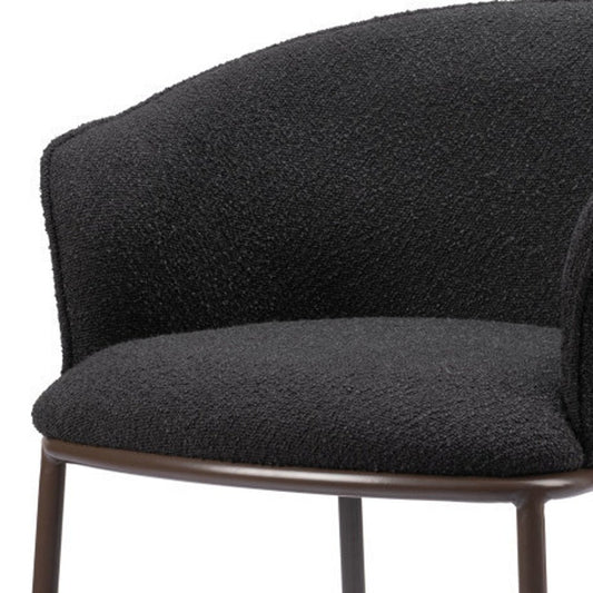 26" Black And Bronze Shearling And Fabric And Steel Counter Height Bar Chair