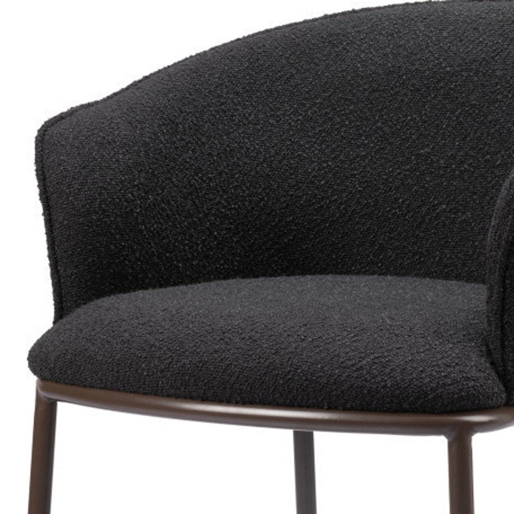 26" Black and Bronze Shearling and Steel Counter Height Bar Chair