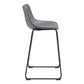 Set of Two 29" Charcoal and Black Faux Leather and Steel Counter Height Bar Chairs