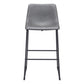 Set of Two 29" Charcoal and Black Faux Leather and Steel Counter Height Bar Chairs