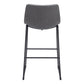 Set of Two 29" Charcoal and Black Faux Leather and Steel Counter Height Bar Chairs