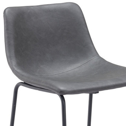Set of Two 29" Charcoal and Black Faux Leather and Steel Counter Height Bar Chairs