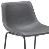 Set of Two 29" Charcoal and Black Faux Leather and Steel Counter Height Bar Chairs
