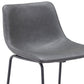 Set of Two 29" Charcoal and Black Faux Leather and Steel Counter Height Bar Chairs