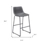 Set of Two 29" Charcoal and Black Faux Leather and Steel Counter Height Bar Chairs