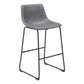 Set of Two 29" Charcoal and Black Faux Leather and Steel Counter Height Bar Chairs