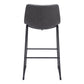 Set of Two 29" Charcoal and Black Faux Leather and Steel Counter Height Bar Chairs