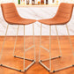 Set of Two 30" Orange And Gold Velvet And Steel Bar Height Bar Chairs