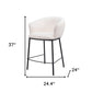 26" Ivory and Black Shearling and Steel Counter Height Bar Chair