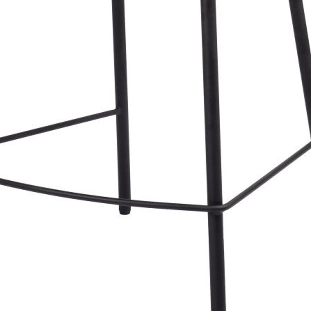 26" Ivory And Black Shearling And Fabric And Steel Counter Height Bar Chair
