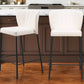 Set of Two 26" Cream And Black Faux Leather And Steel Counter Height Bar Chairs
