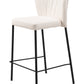 Set of Two 26" Cream And Black Faux Leather And Steel Counter Height Bar Chairs