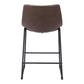Set of Two 24" Espresso and Black Faux Leather and Steel Counter Height Bar Chairs