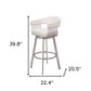 31" White And Silver Faux Leather And Stainless Steel Bar Height Swivel Bar Chair