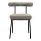 Set of Two Green and Black Upholstered Chenille Open Back Dining Side Chairs
