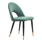 Set of Two Green Black and Gold Upholstered Velvet Open Back Dining Side Chairs