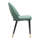 Set of Two Green Black and Gold Upholstered Velvet Open Back Dining Side Chairs