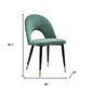Set of Two Green Black and Gold Upholstered Velvet Open Back Dining Side Chairs